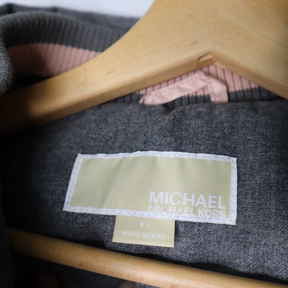 Michael Kors kids puffer hooded jacket girls size 6 pink/gray pre-owned - Picture 5 of 10